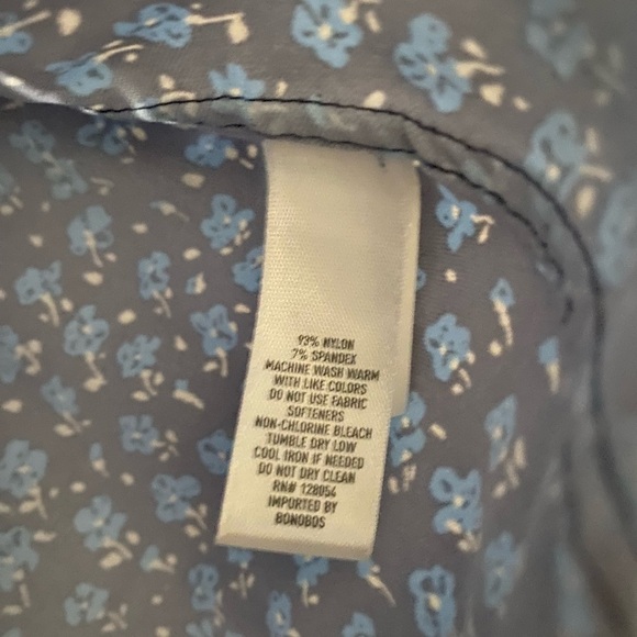 Bonobos Tech Slim Fit Blue Floral Button Down Long Sleeve Shirt - Picture 5 of 6